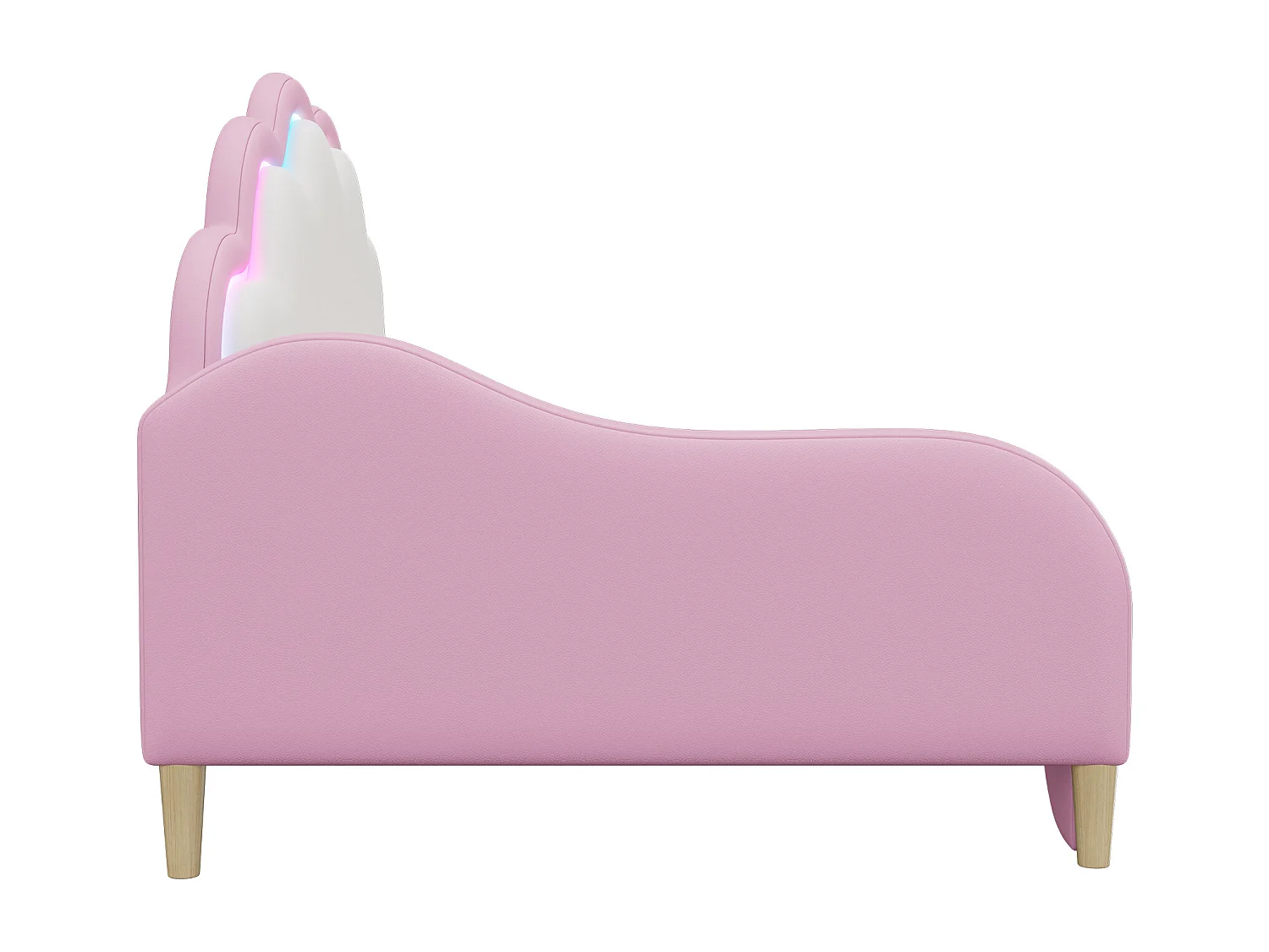 Cama doble adulto 140x200 cm con base - cabecero tapizado con LED - polipiel - rosa (colchón incluido)