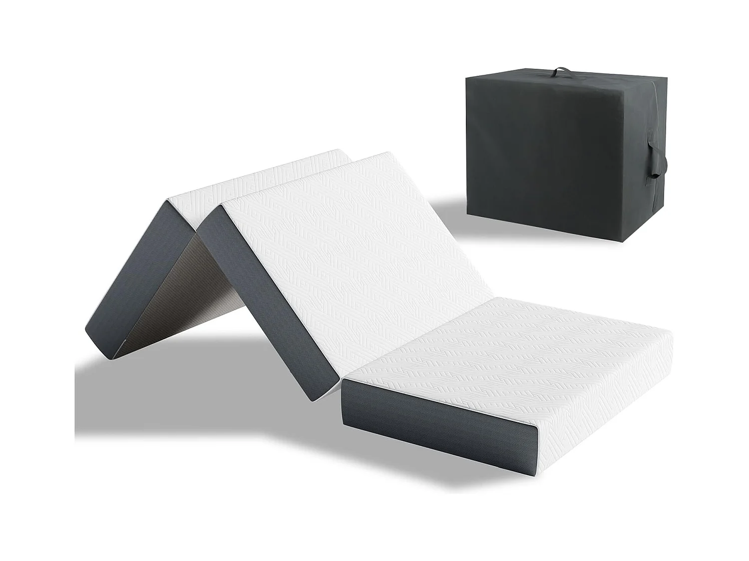 15 cm opvouwbaar matras, gel-traagschuim, extra bed voor 1 persoon, ideaal voor op de vloer, in de auto, op de camping, op reis, met opbergtas