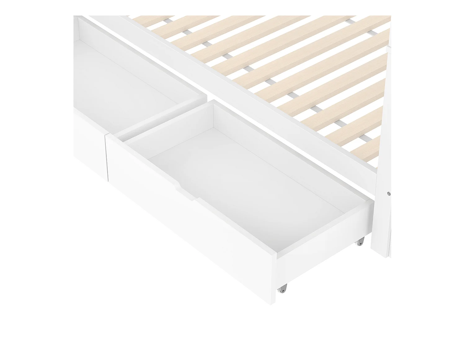 Lit superposé 90x200 cm avec sommier - protection anti-chute avec éhelle et 2 tiroirs - bois - blanc (sans matelas)