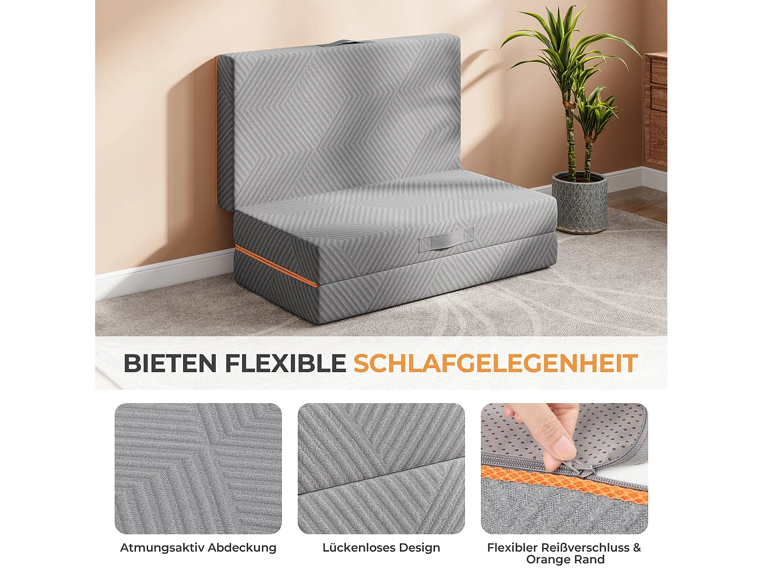 Matelas Pliable 8cm, Mousse Mémoire Gel, Housse Oeko-TEX, avec Sac de Transport, Lit d'Appoint 1 Personne, Parfait pour Invités