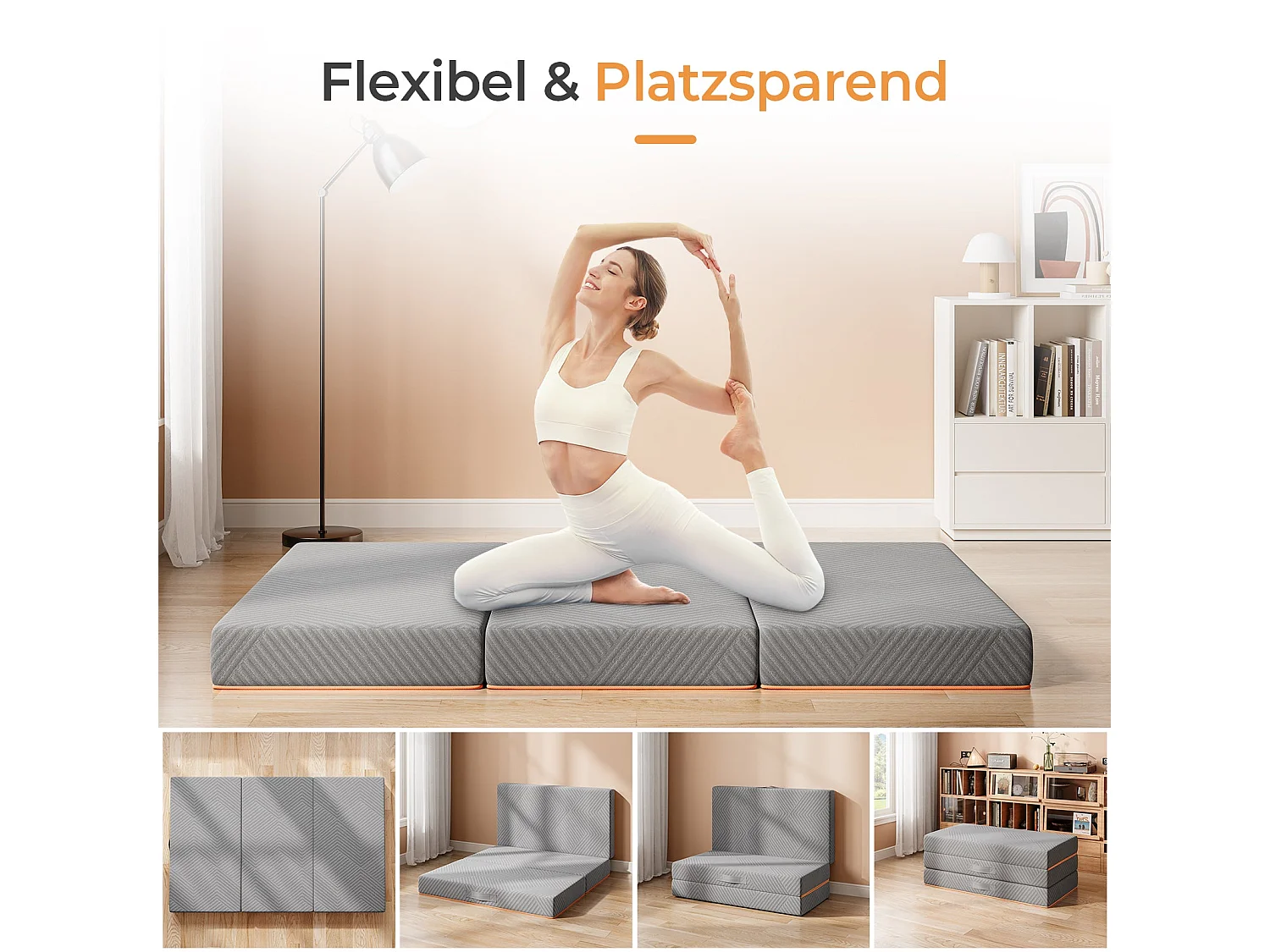 Matelas Pliable 8cm, Mousse Mémoire Gel, Housse Oeko-TEX, avec Sac de Transport, Lit d'Appoint 1 Personne, Parfait pour Invités