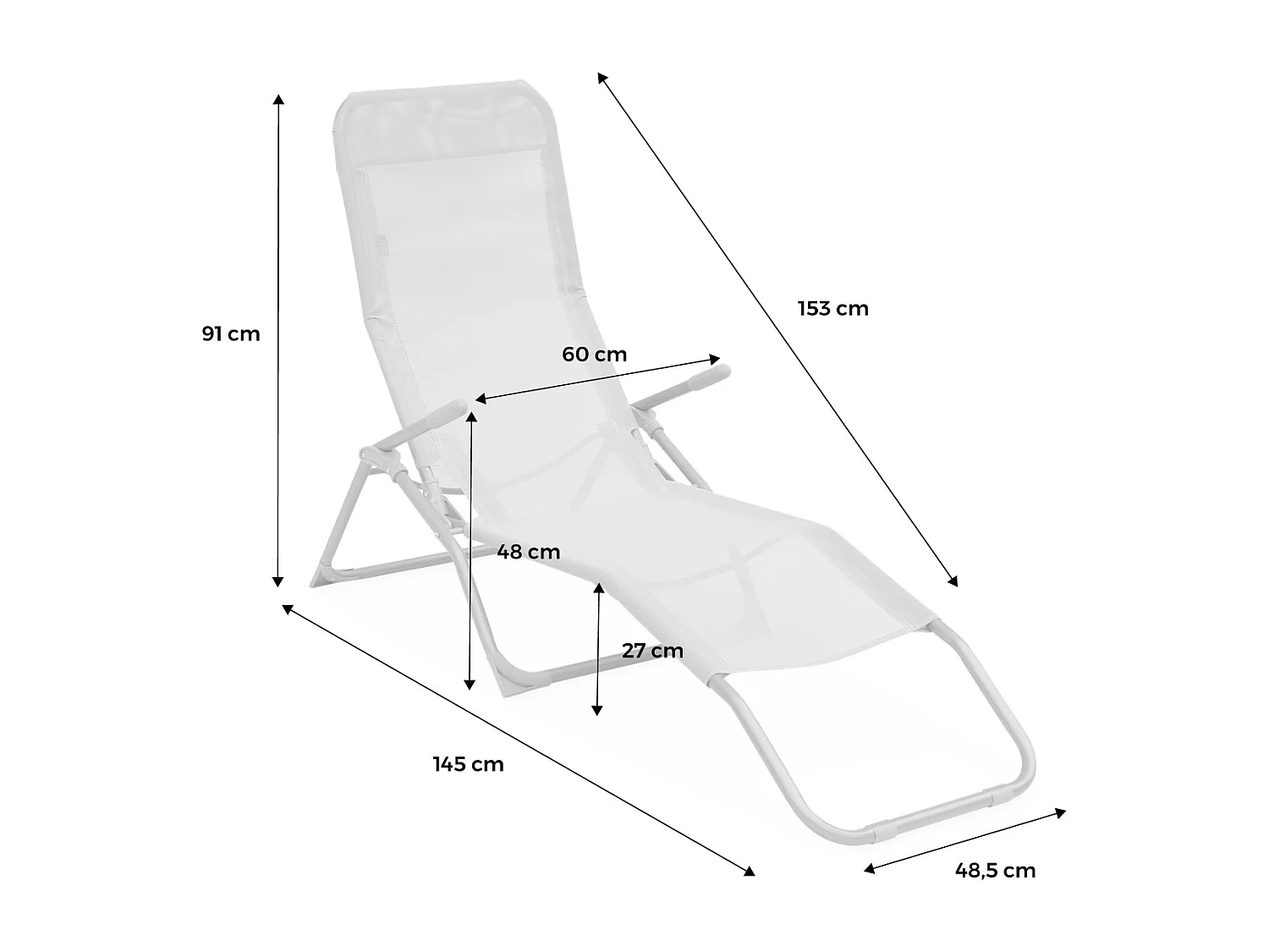 Set di 2 lettini prendisole in textilene 2 posizioni, grigio bruno