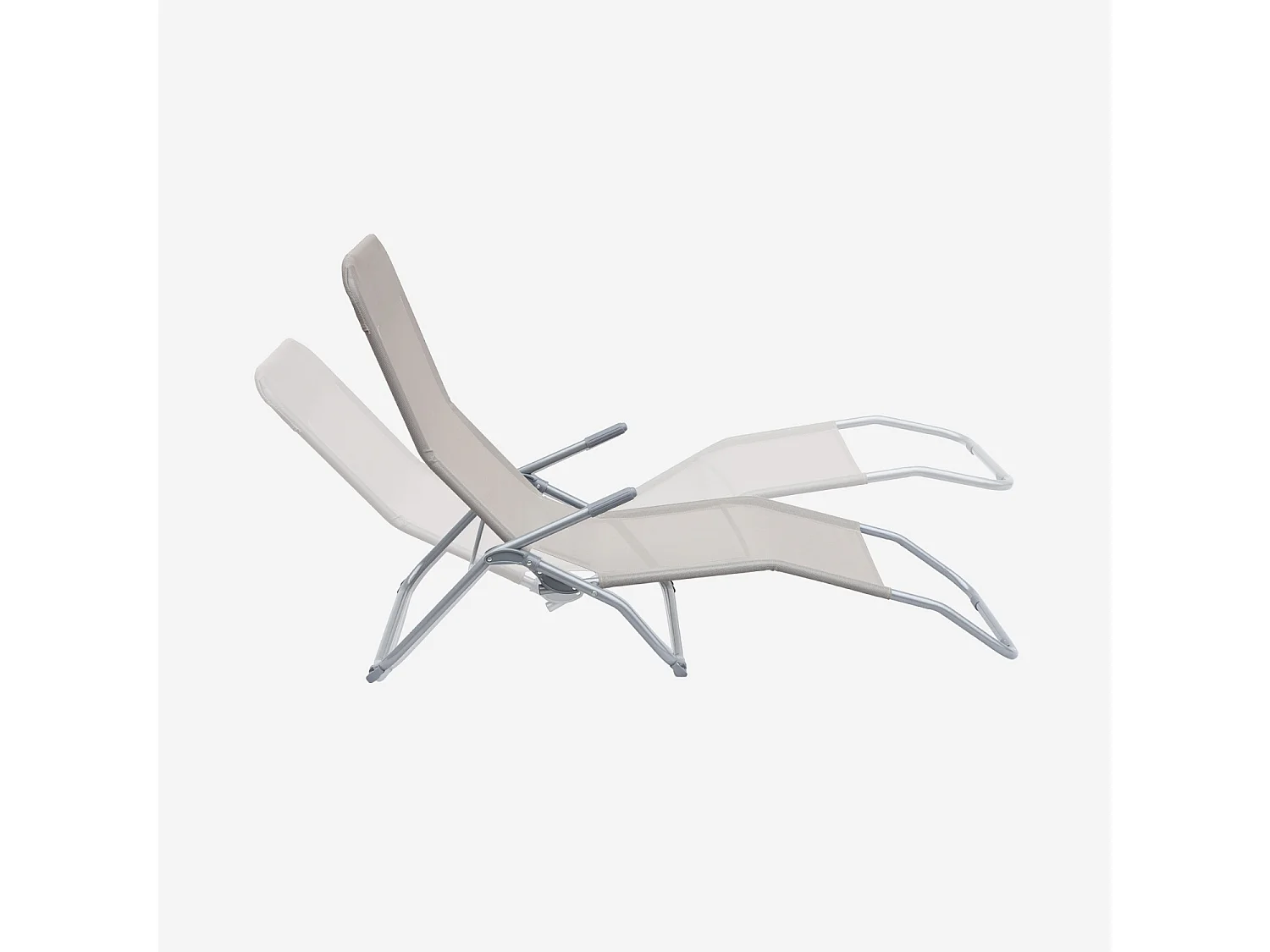 Tumbona plegable de textileno con 2 posiciones, set de 2 gris pardo