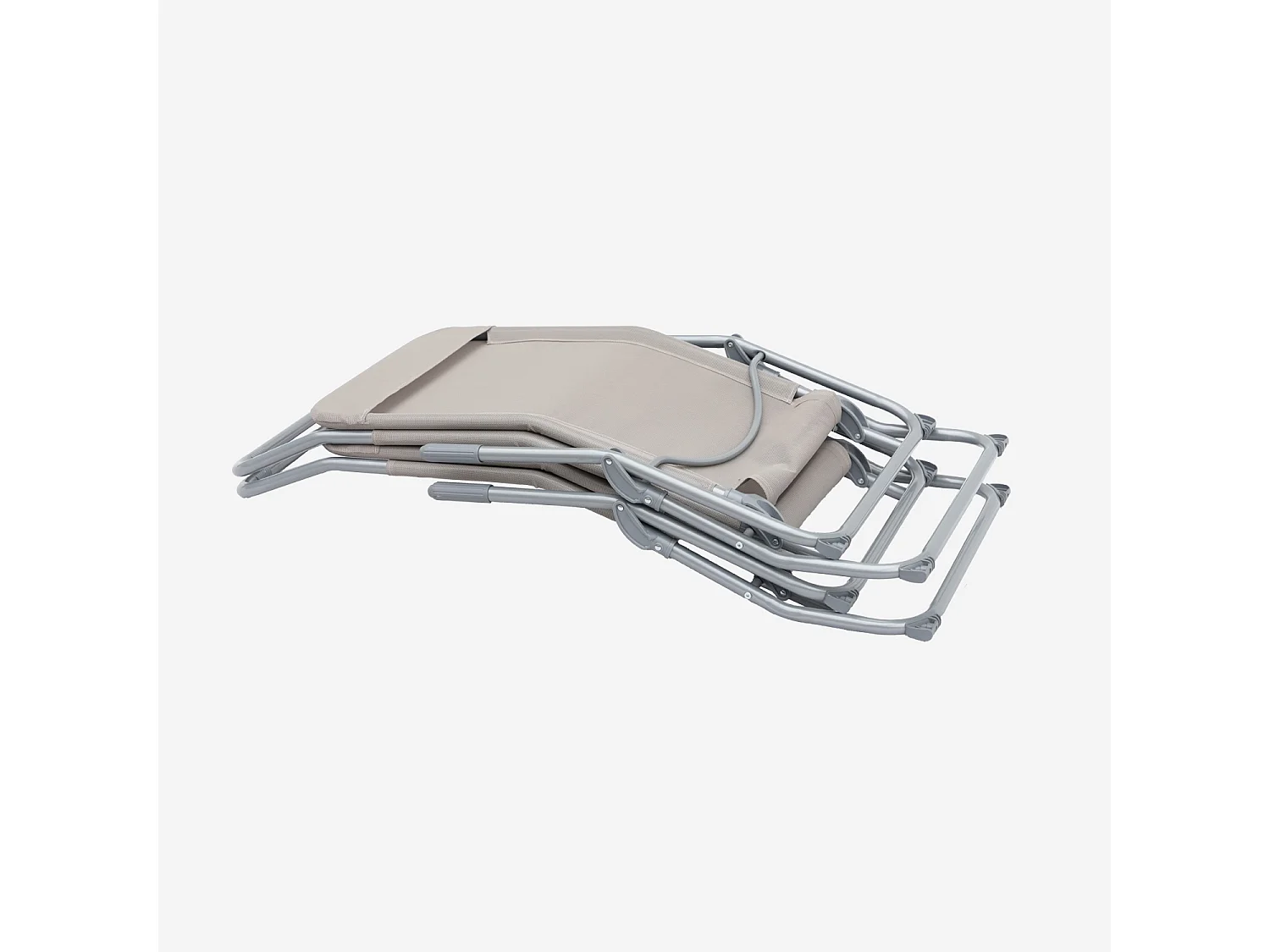 Tumbona plegable de textileno con 2 posiciones, set de 2 gris pardo