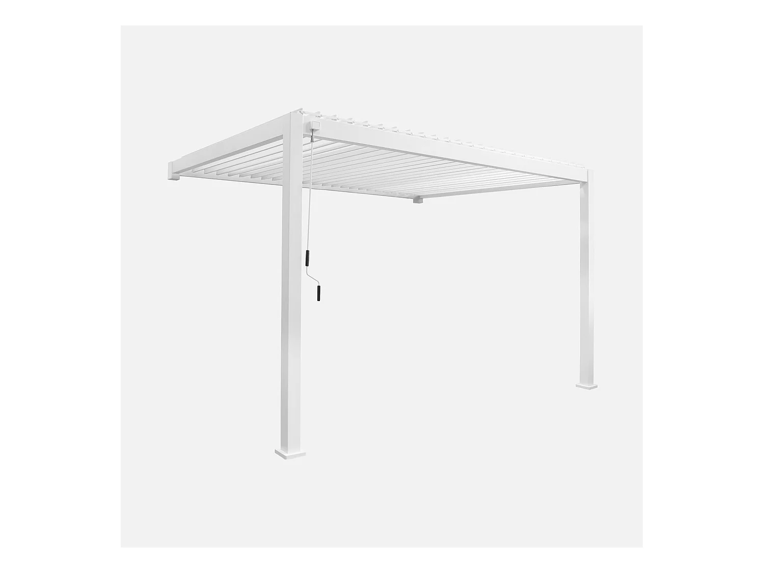 Pergola bioclimatique aluminium blanc adossée lames orientables 4x3m Triomphe