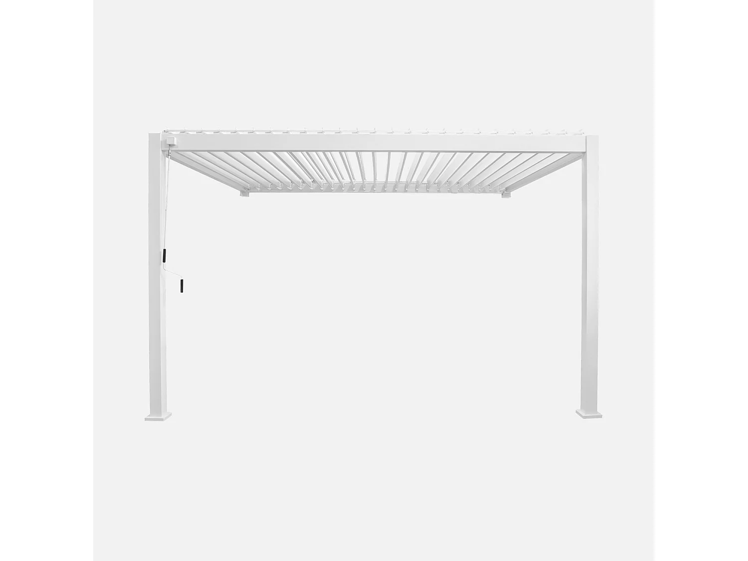Pergola bioclimatique aluminium blanc adossée lames orientables 4x3m Triomphe