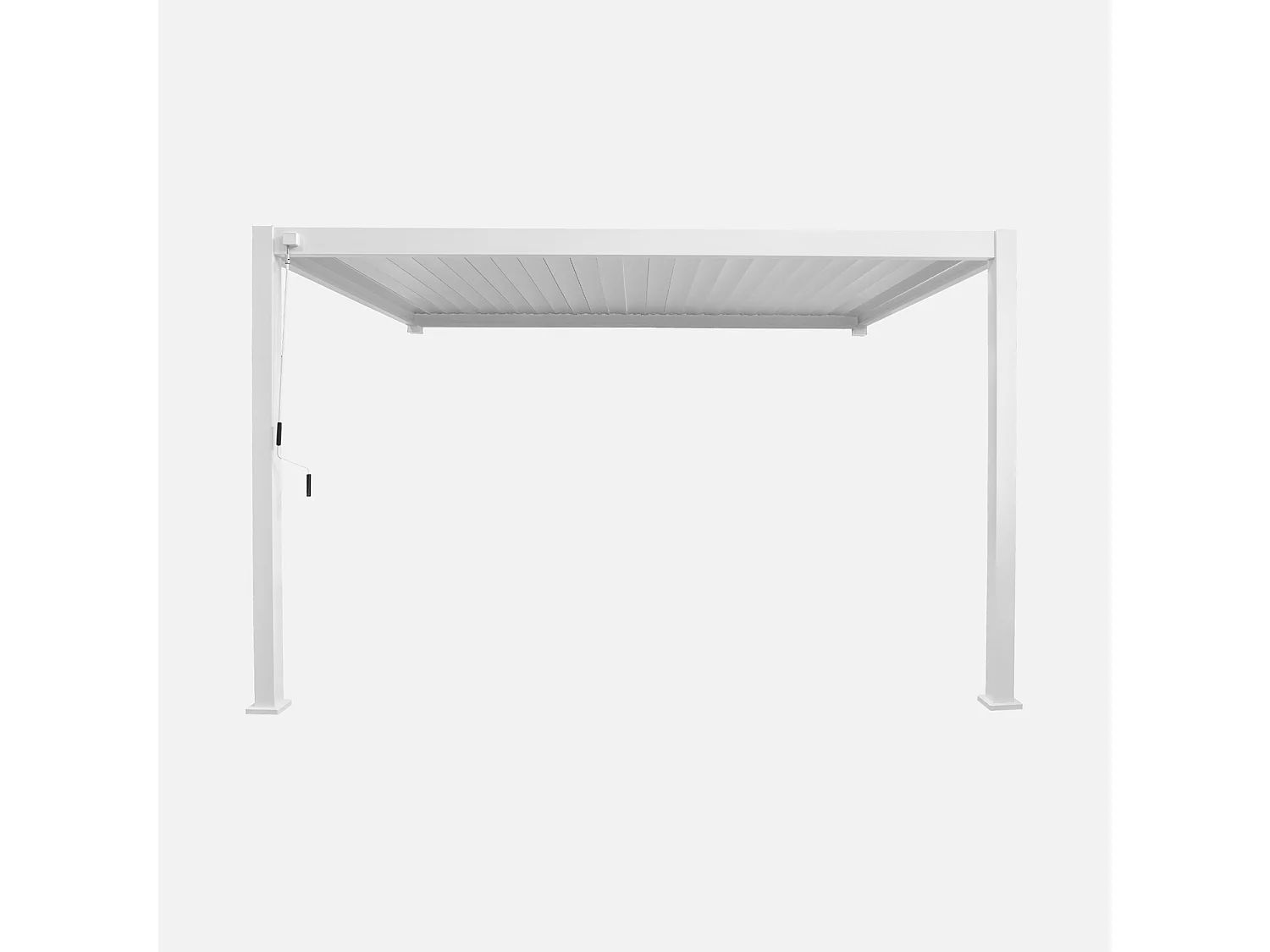 Pergola bioclimatique aluminium blanc adossée lames orientables 4x3m Triomphe