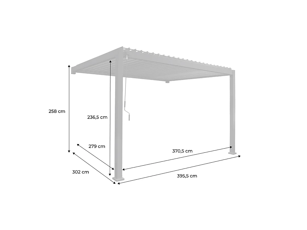 Pérgola bioclimática 3x4m de aluminio adosada con lamas orientables