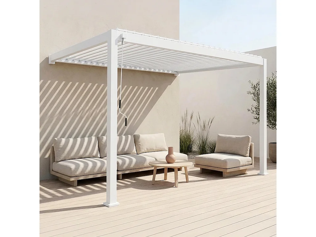 Pérgola bioclimática 3x4m de aluminio adosada con lamas orientables