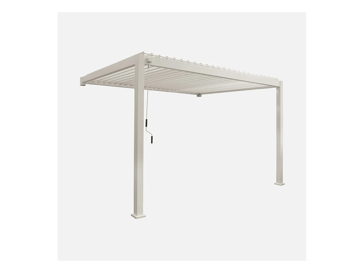Pergola bioclimatique aluminium beige adossée lames orientables 4x3m Triomphe