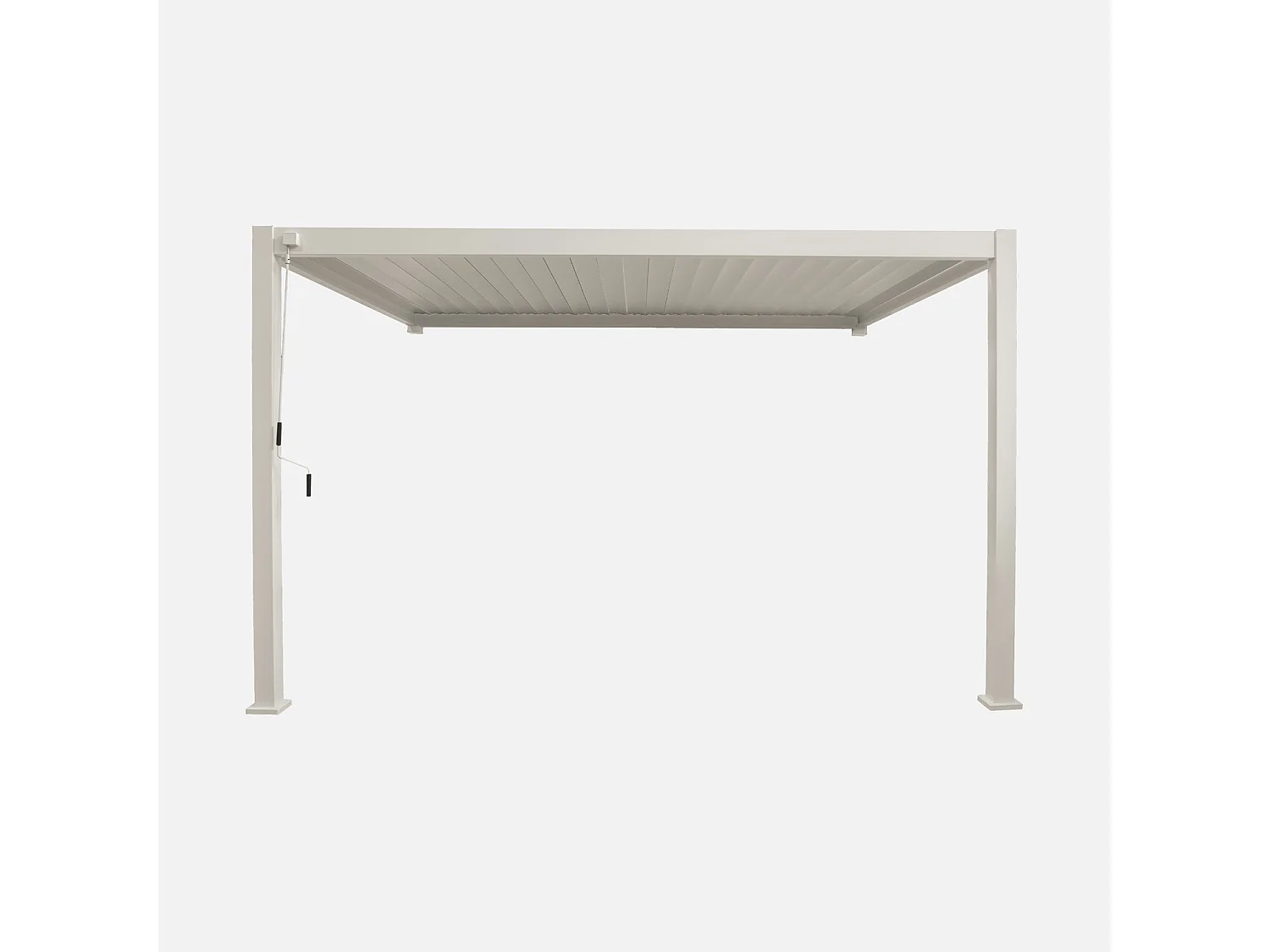 Pergola bioclimatique aluminium beige adossée lames orientables 4x3m Triomphe