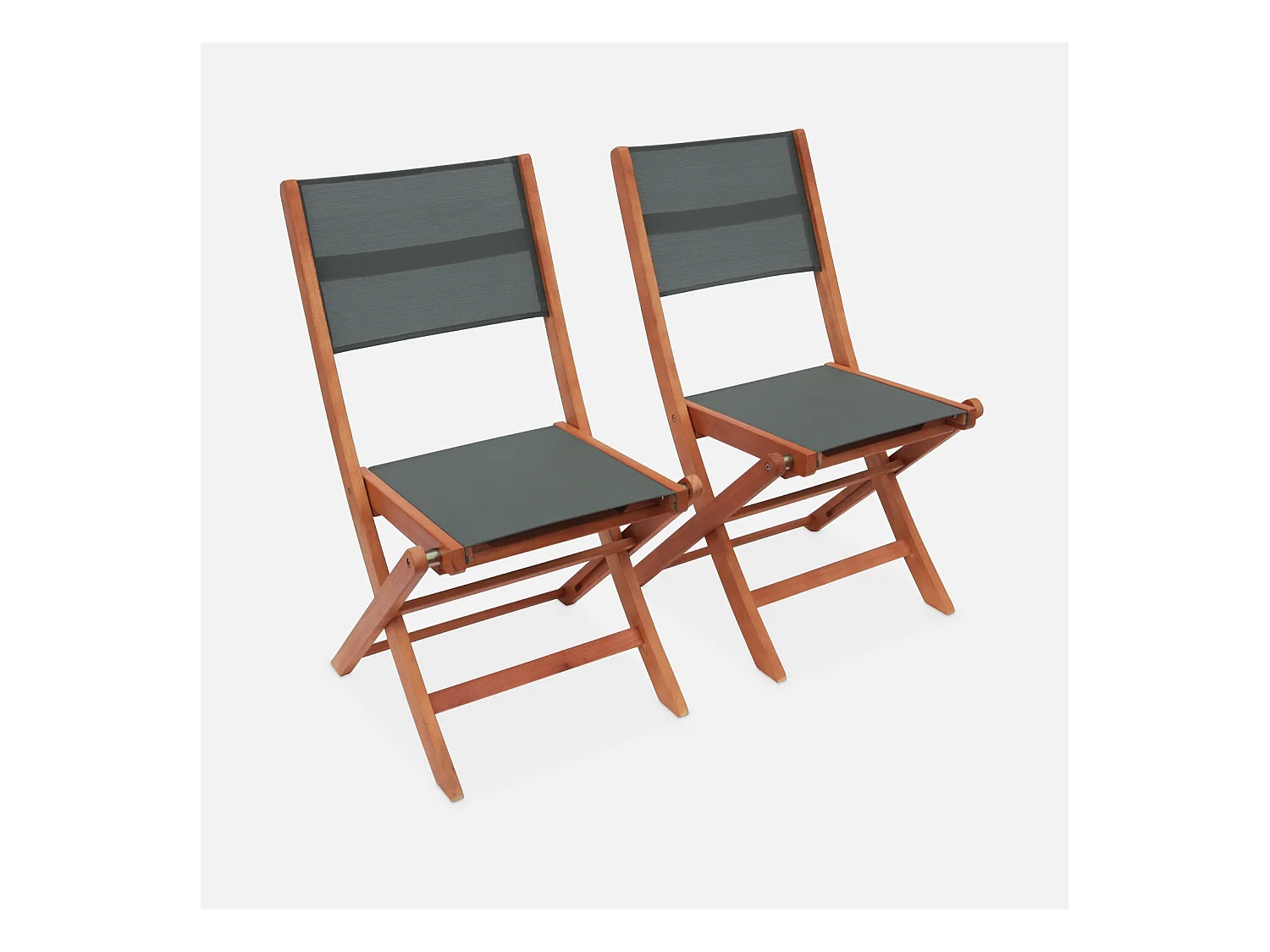 Silla de jardín plegable de madera de eucalipto, set de 2 verde kaki