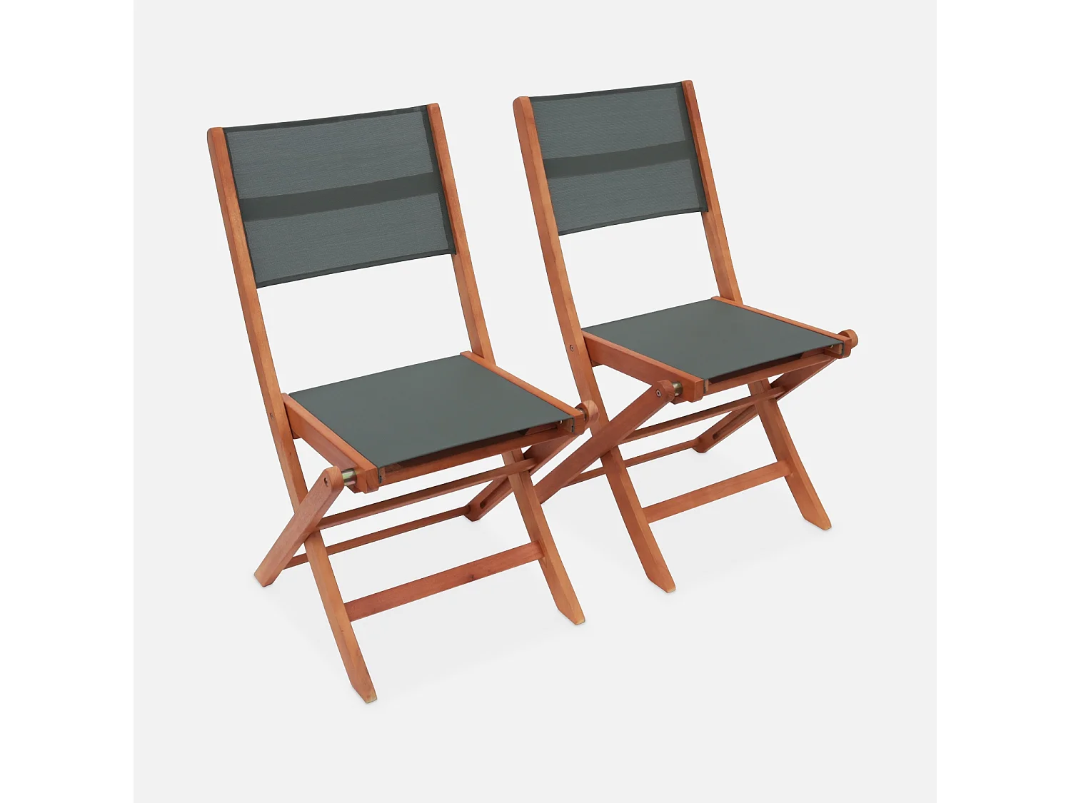 Silla de jardín plegable de madera de eucalipto, set de 2 verde kaki