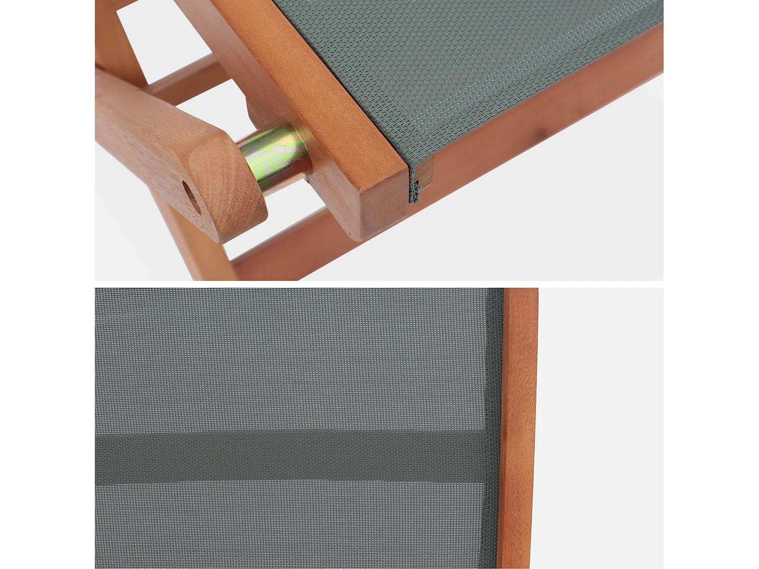 Silla de jardín plegable de madera de eucalipto, set de 2 verde kaki