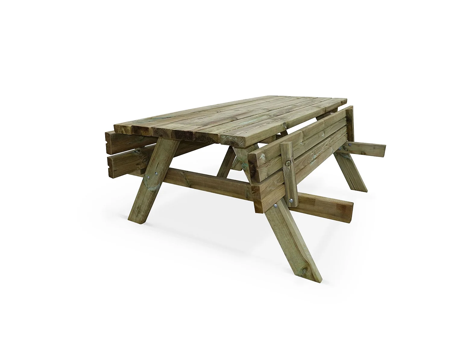 Mesa de picnic con 2 bancos para 6 personas madera