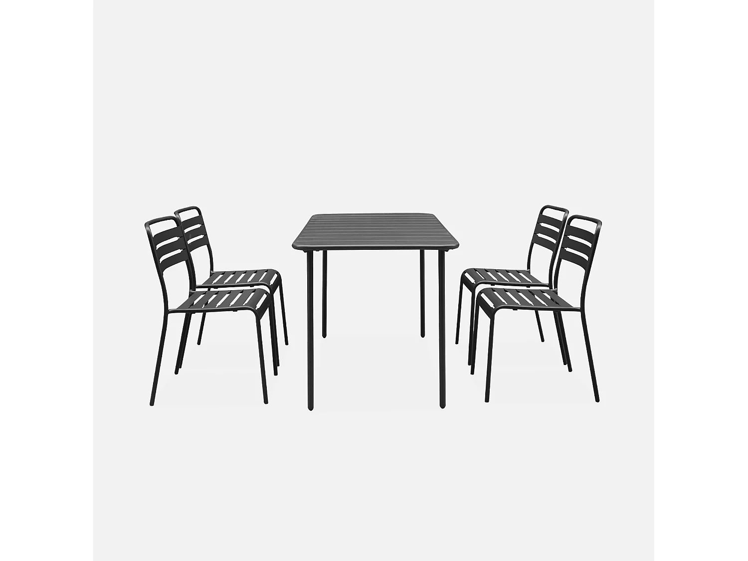 Set tavolo da giardino bistrot in metallo con 4 sedie, antracite