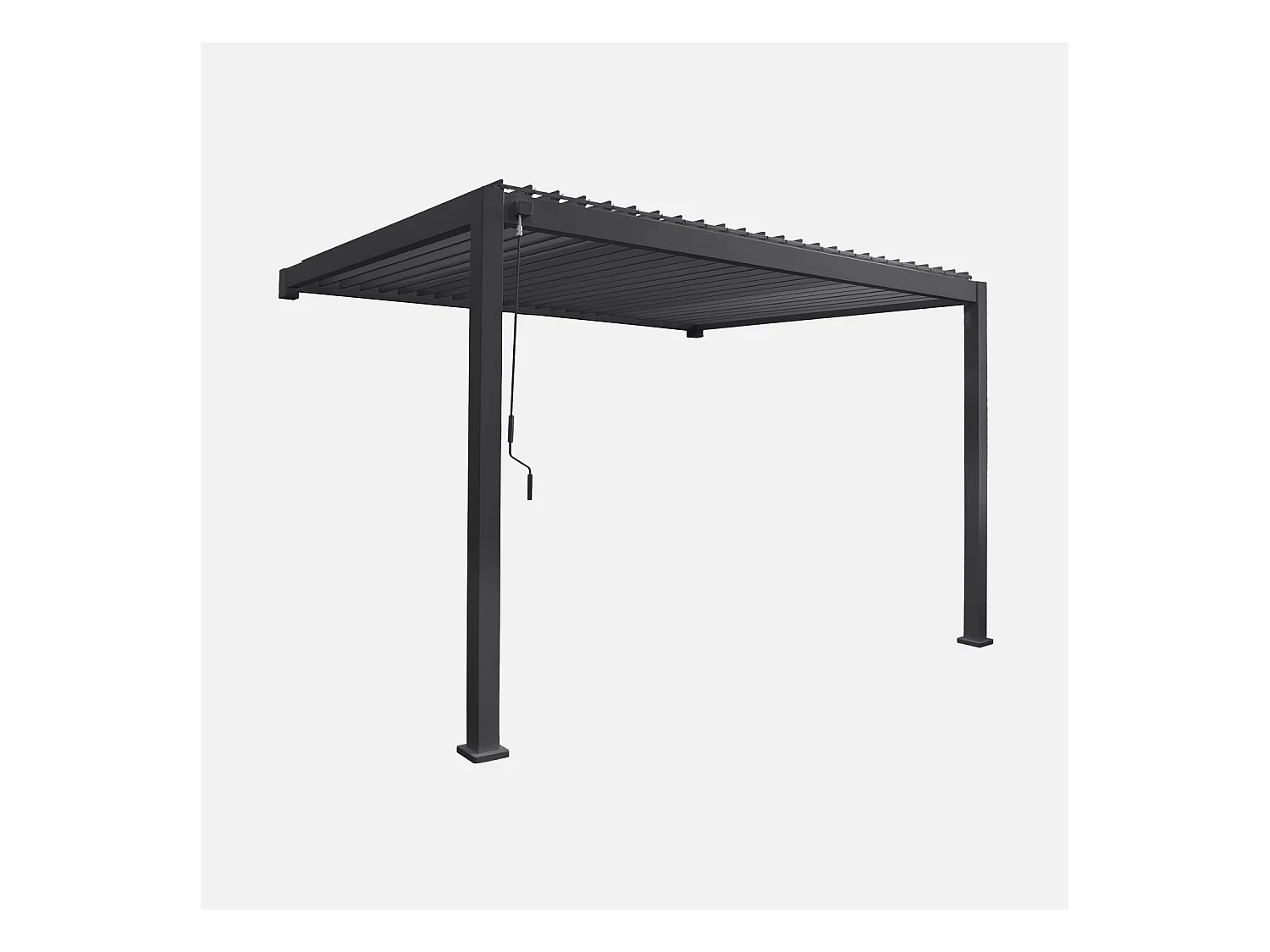 Pergola bioclimatique aluminium anthracite adossée lames orientables 4x3m Triomphe