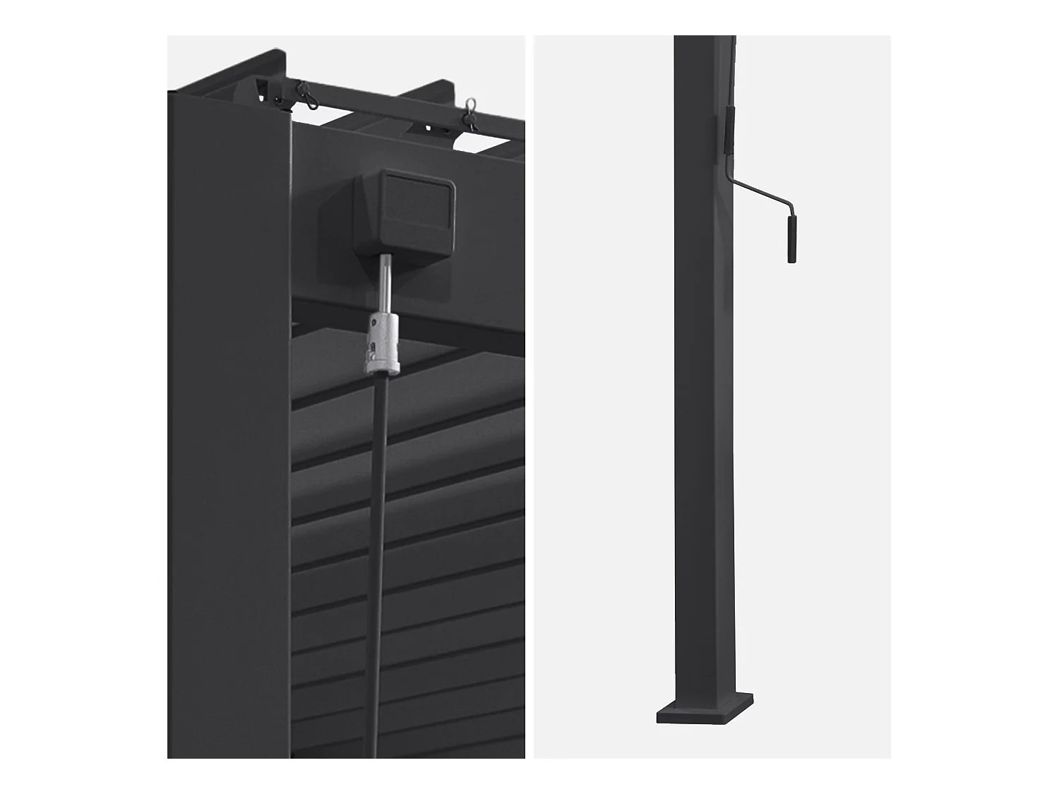 Pergola bioclimatique aluminium anthracite adossée lames orientables 4x3m Triomphe