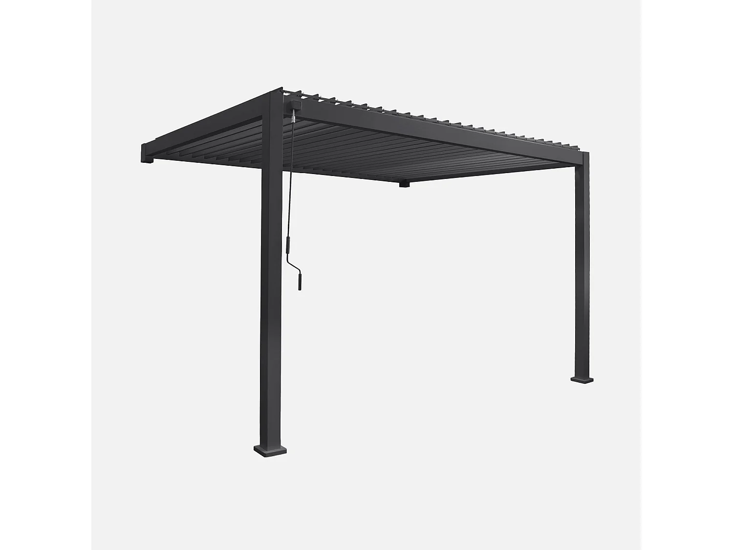 Pergola bioclimatique aluminium anthracite adossée lames orientables 4x3m Triomphe