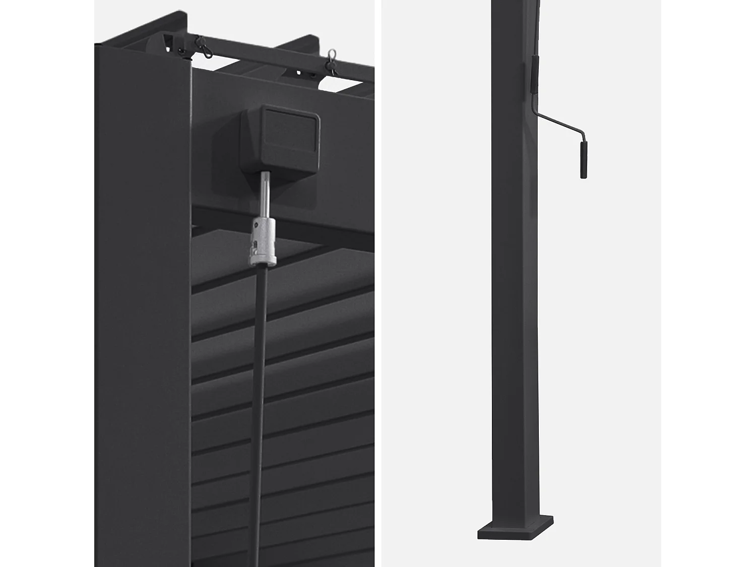 Pergola bioclimatique aluminium anthracite adossée lames orientables 4x3m Triomphe