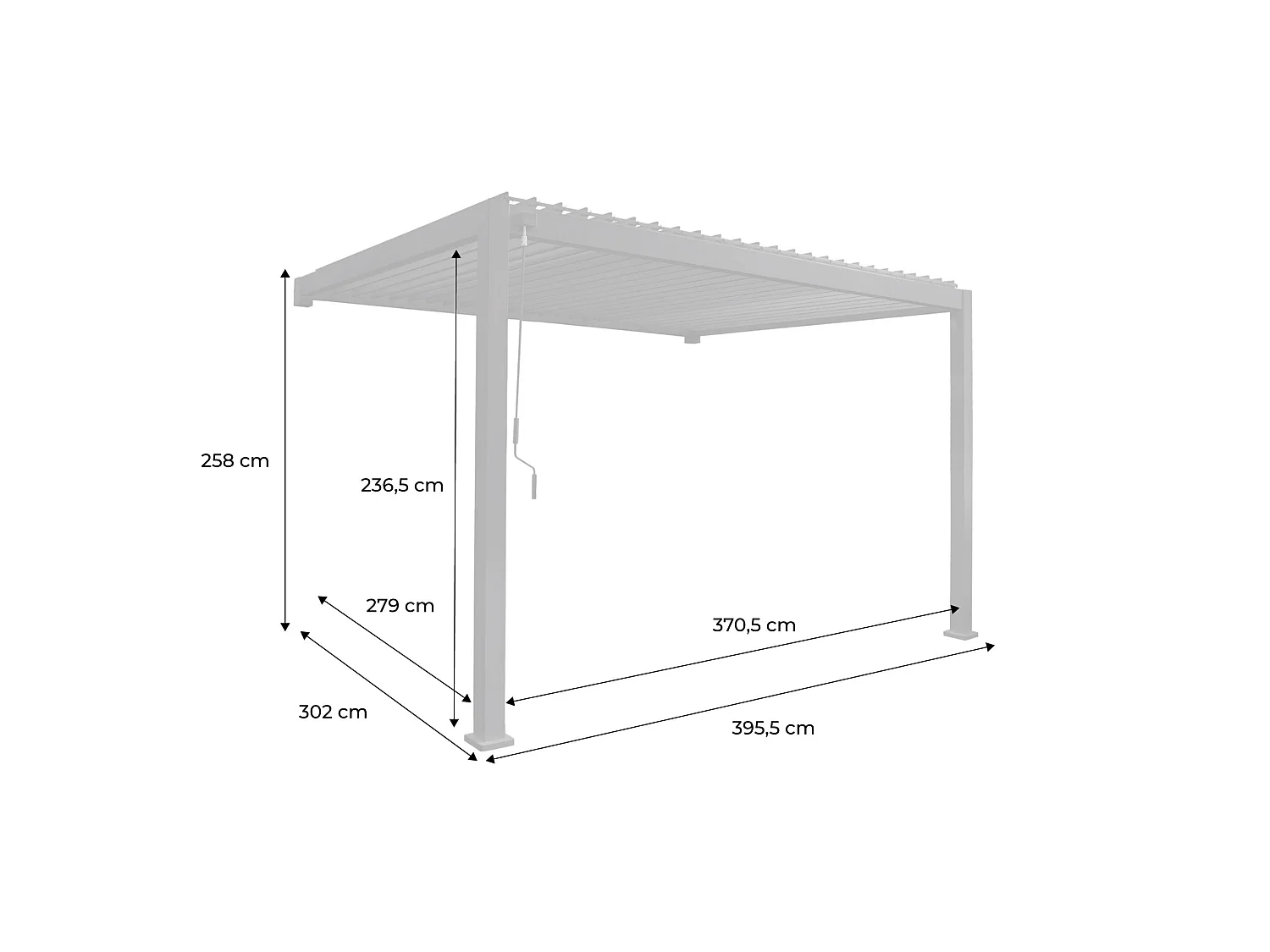 Pérgola bioclimática 3x4m de aluminio adosada con lamas orientables