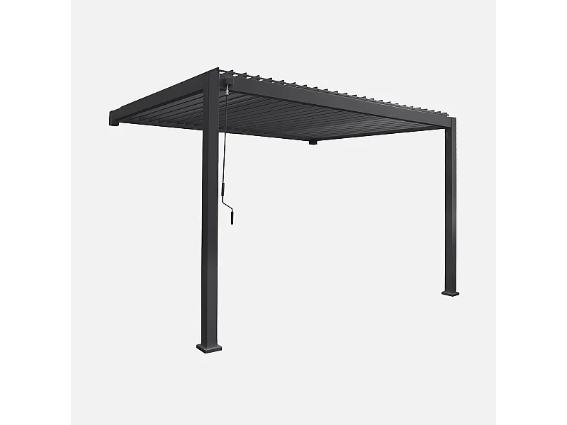 Pergola bioclimatique aluminium anthracite adossée lames orientables 4x3m Triomphe