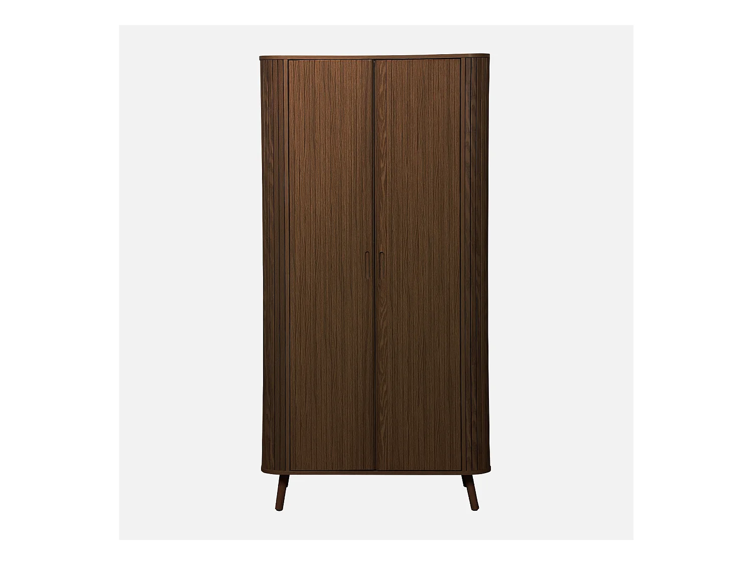 Armoire 2 portes décor bois rainuré avec étagère et penderie. L 90 x P 60 x H 180cm