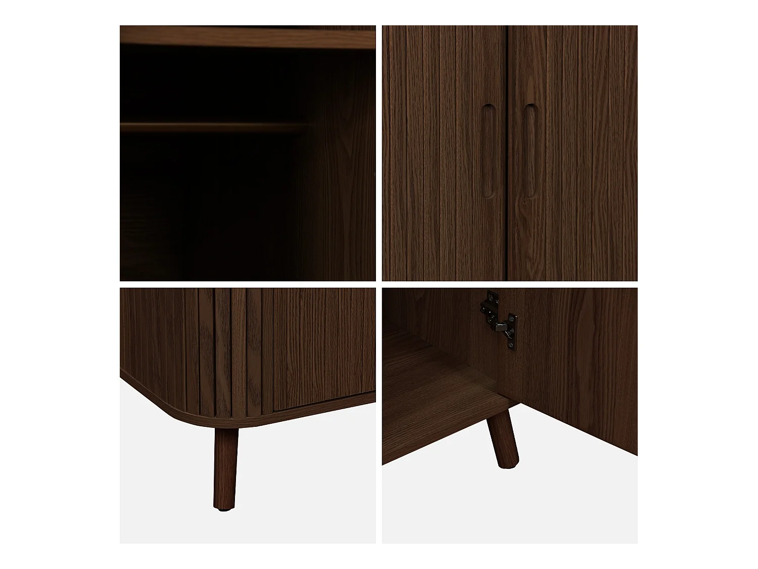 Armoire 2 portes décor bois rainuré avec étagère et penderie. L 90 x P 60 x H 180cm