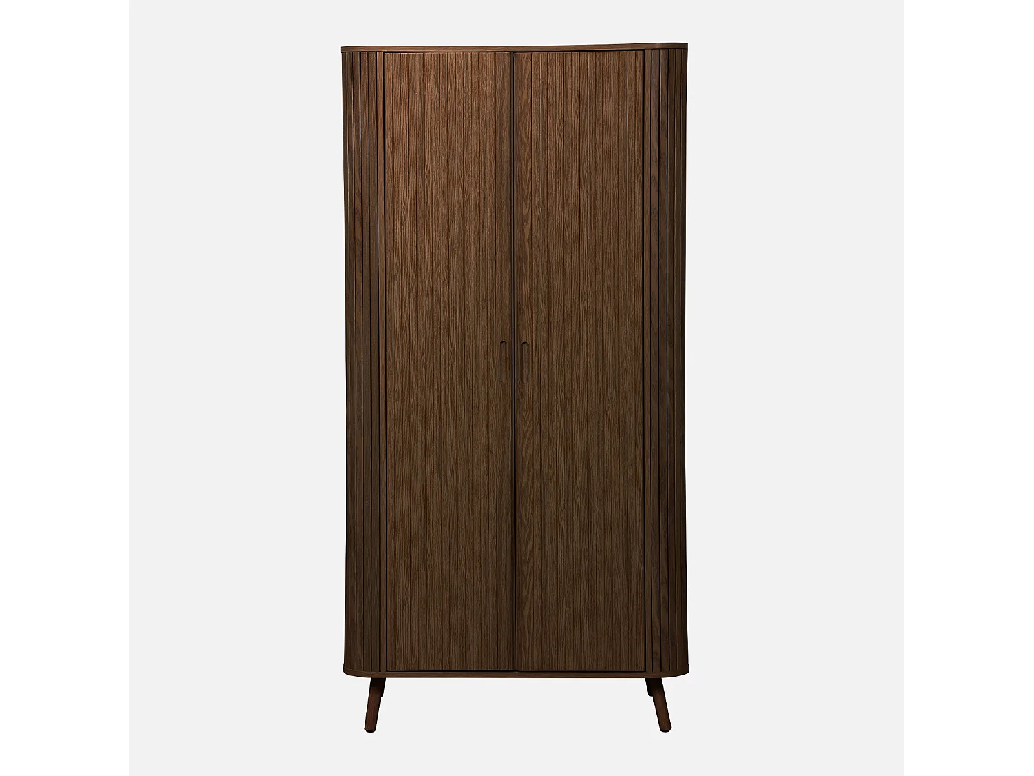 Armoire 2 portes décor bois rainuré avec étagère et penderie. L 90 x P 60 x H 180cm