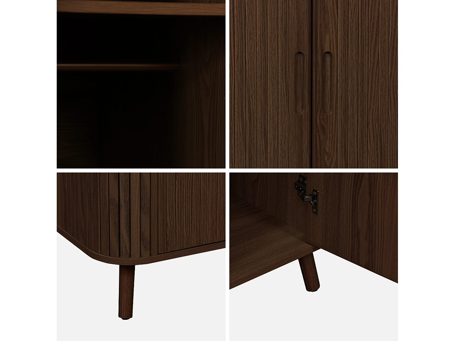 Armoire 2 portes décor bois rainuré avec étagère et penderie. L 90 x P 60 x H 180cm