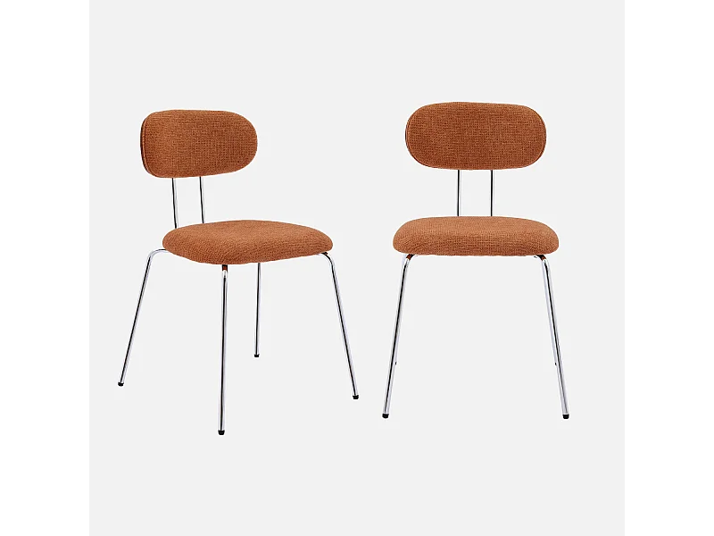 Set di 2 sedie decorative legno curvato tinto noce e tessuto