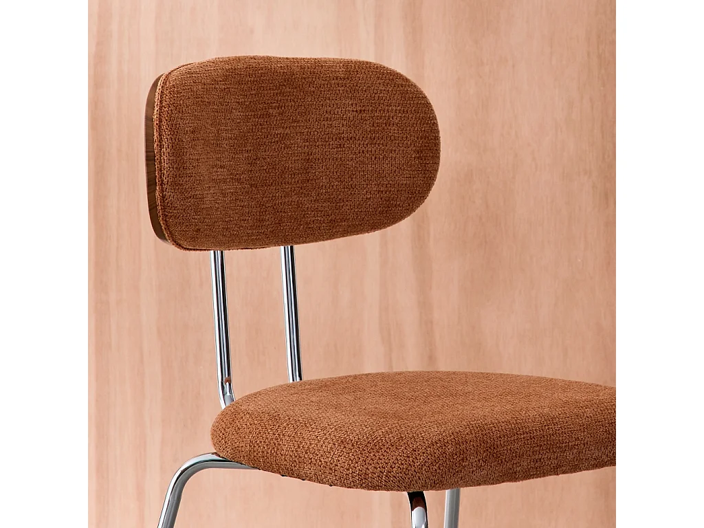 Set di 2 sedie decorative legno curvato tinto noce e tessuto