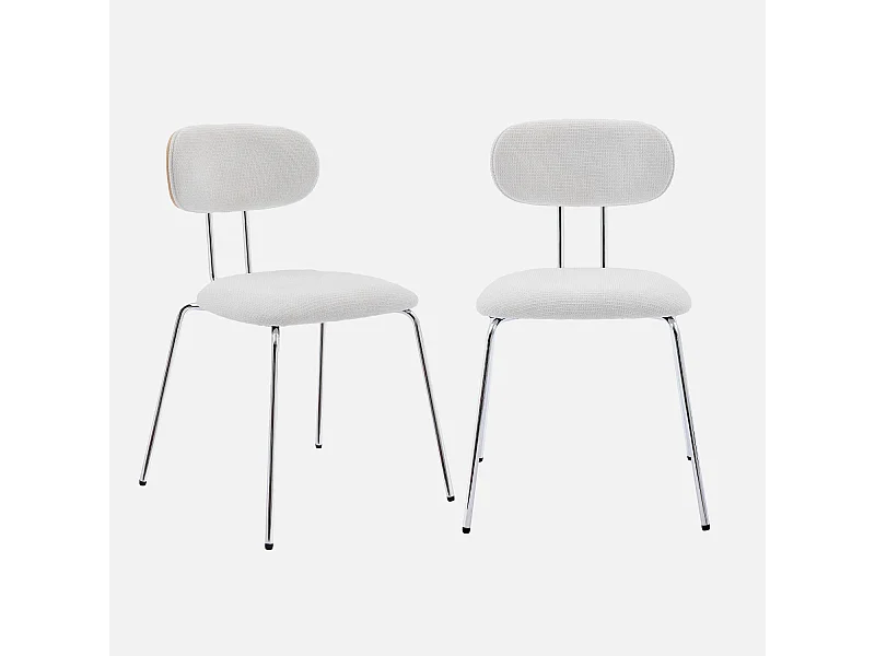 Silla de  tela repelente al agua y patas de metal cromado, set de 2