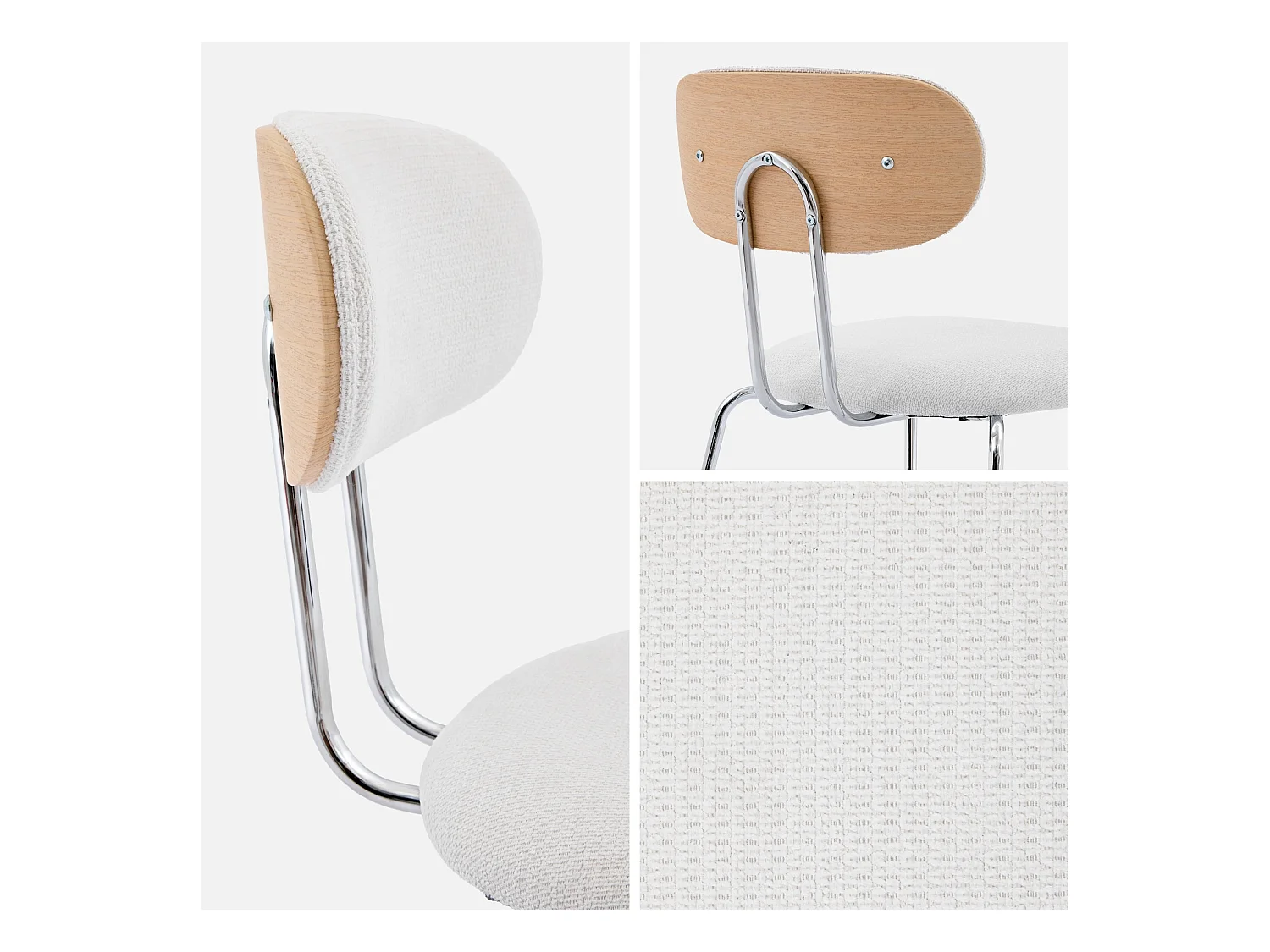 Silla de  tela repelente al agua y patas de metal cromado, set de 2