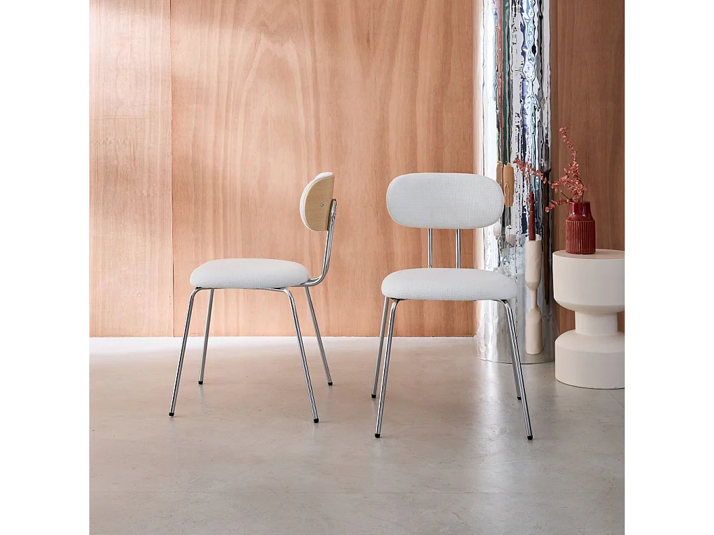 Set di 2 sedie legno curvato tinto quercia e tessuto idrorepellente