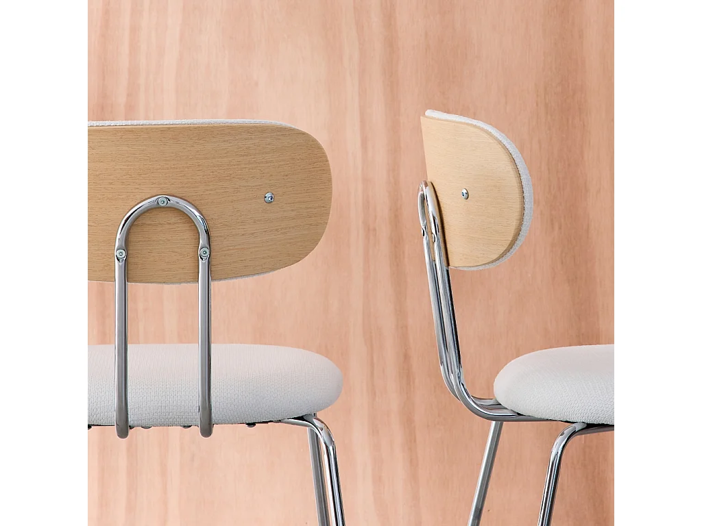 Set di 2 sedie legno curvato tinto quercia e tessuto idrorepellente