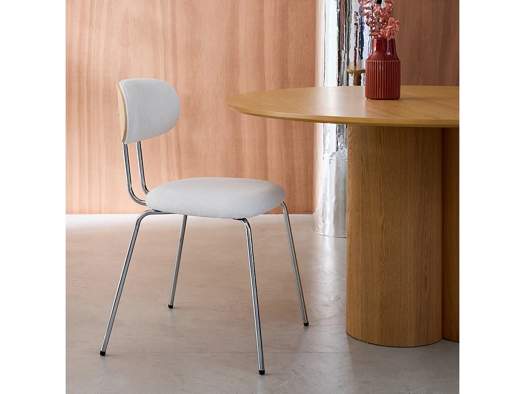 Set di 2 sedie legno curvato tinto quercia e tessuto idrorepellente