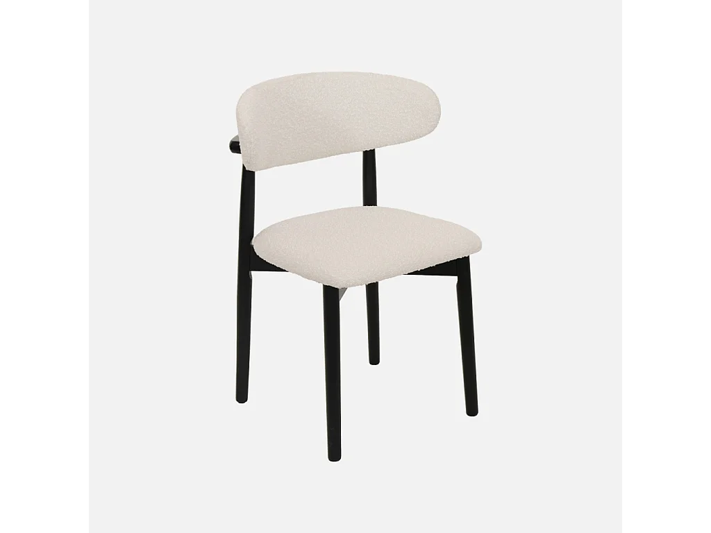 Silla de madera de hevea y tejido borreguito, set de 2 negro