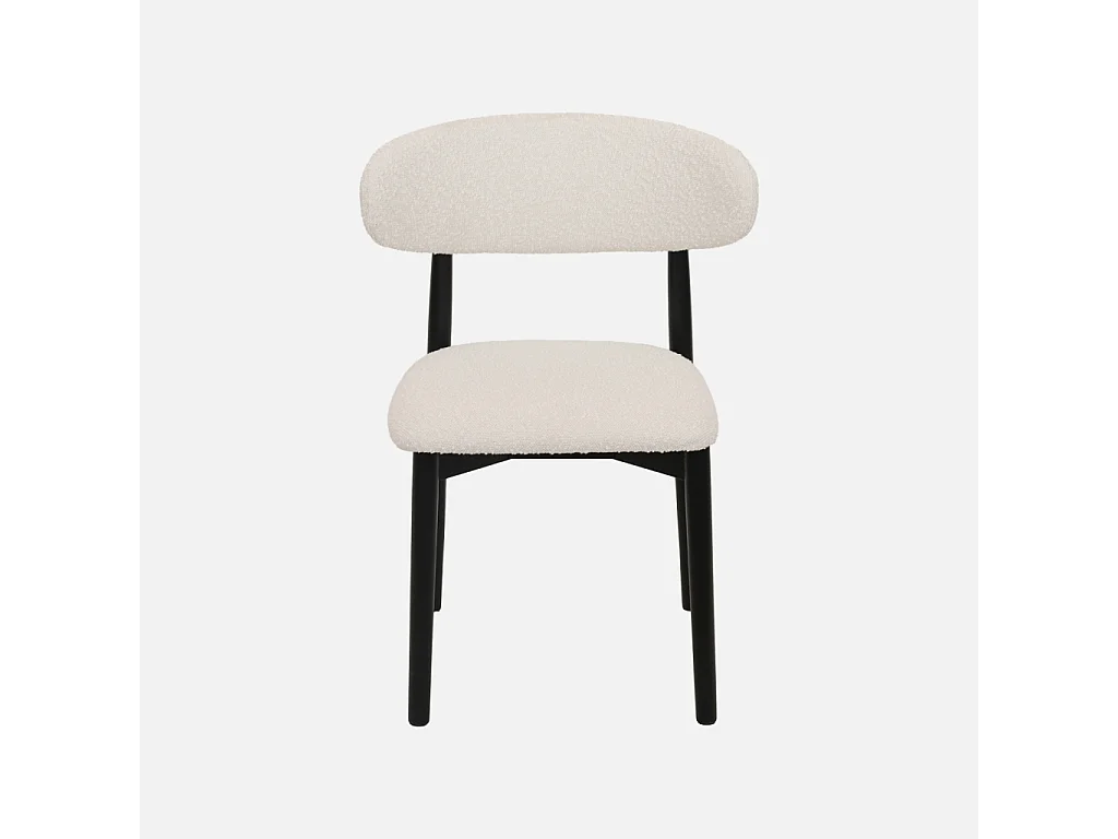 Silla de madera de hevea y tejido borreguito, set de 2 negro