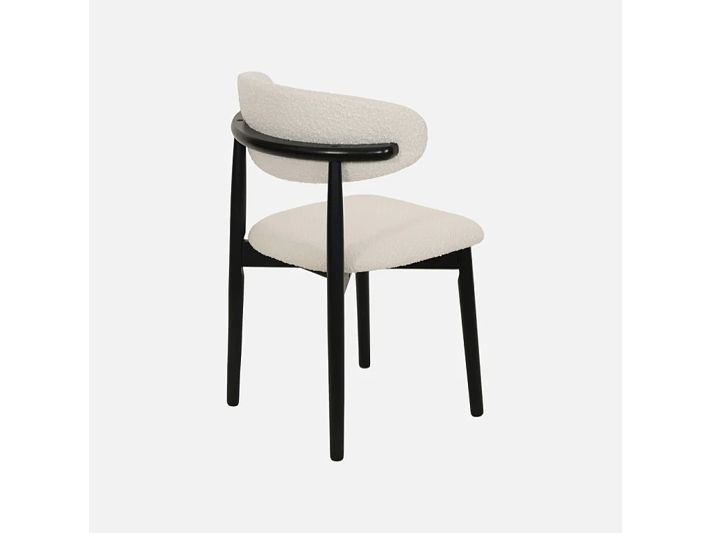 Silla de madera de hevea y tejido borreguito, set de 2 negro