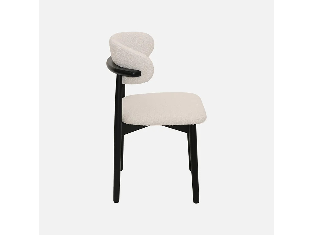 Silla de madera de hevea y tejido borreguito, set de 2 negro