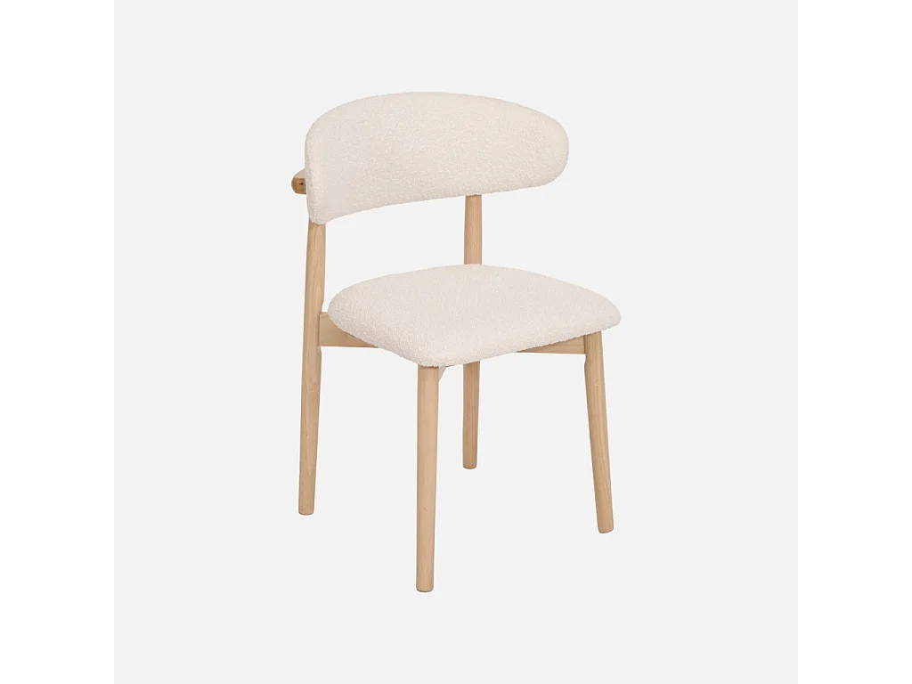 Silla de madera de hevea y tejido borreguito, set de 2 natural
