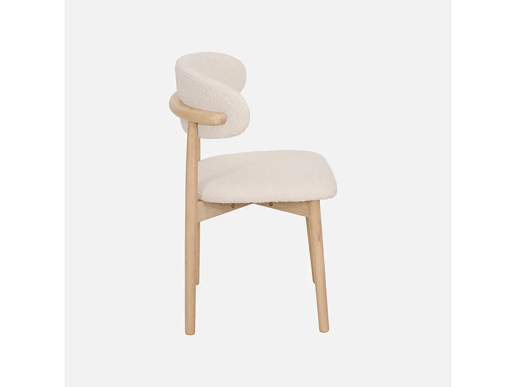 Silla de madera de hevea y tejido borreguito, set de 2 natural