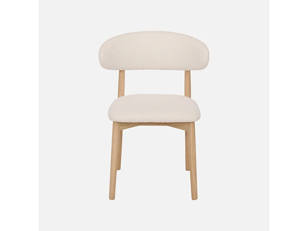 Silla de madera de hevea y tejido borreguito, set de 2 natural