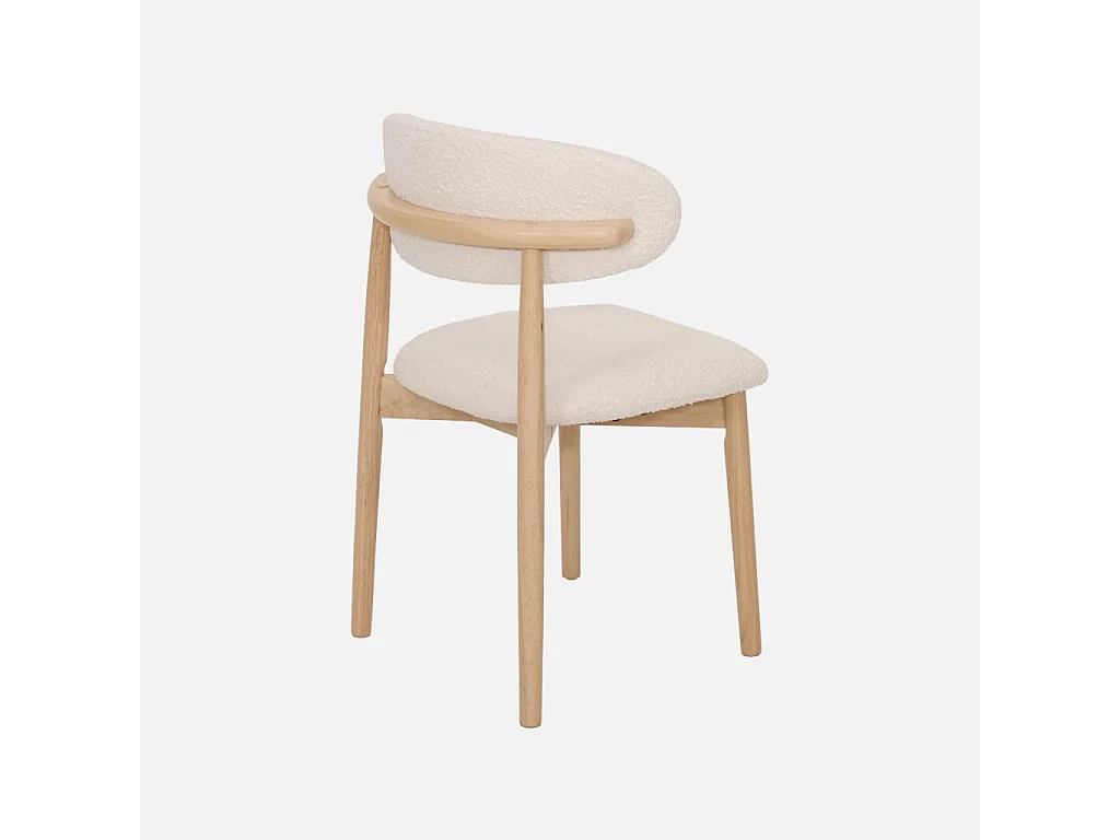 Silla de madera de hevea y tejido borreguito, set de 2 natural