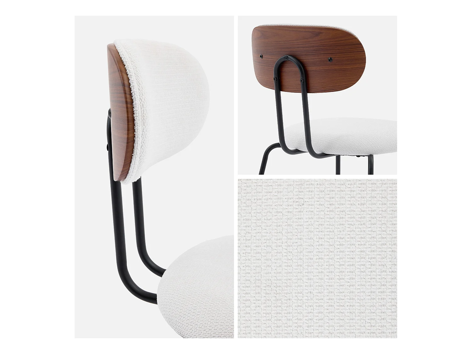 Silla decoración madera curvada teñida nogal y tela repelente al agua,