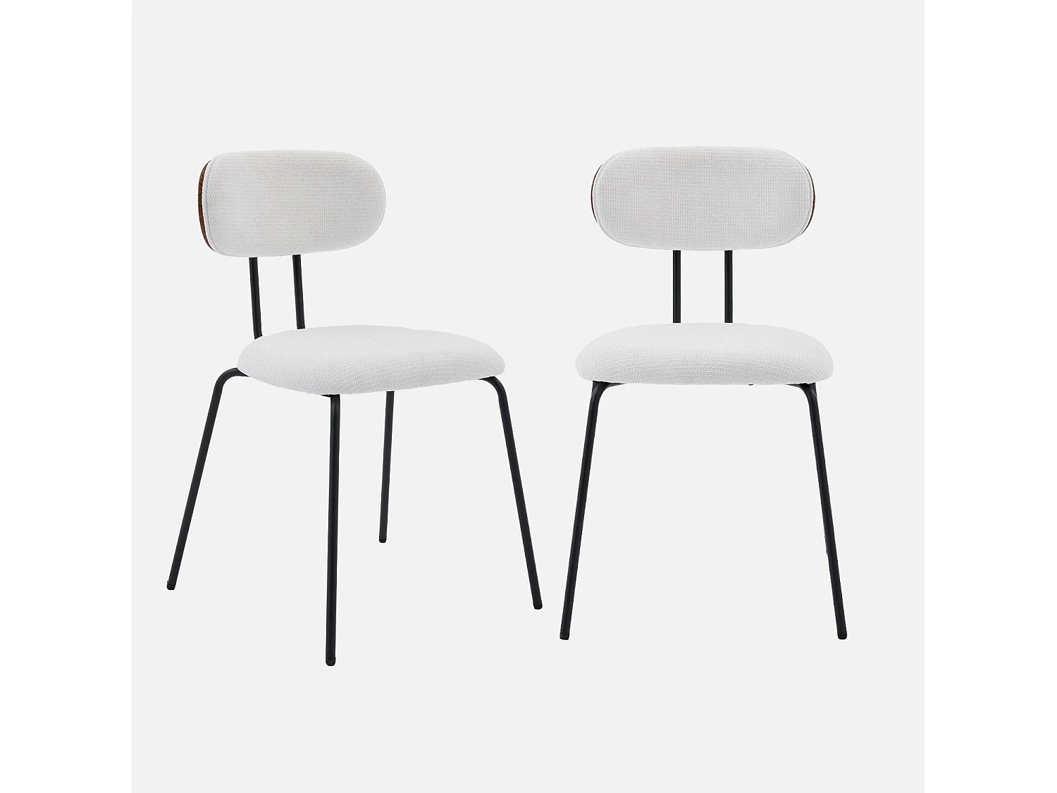 Set 2 sedie in legno tinto noce e tessuto idrorepellente, bianco