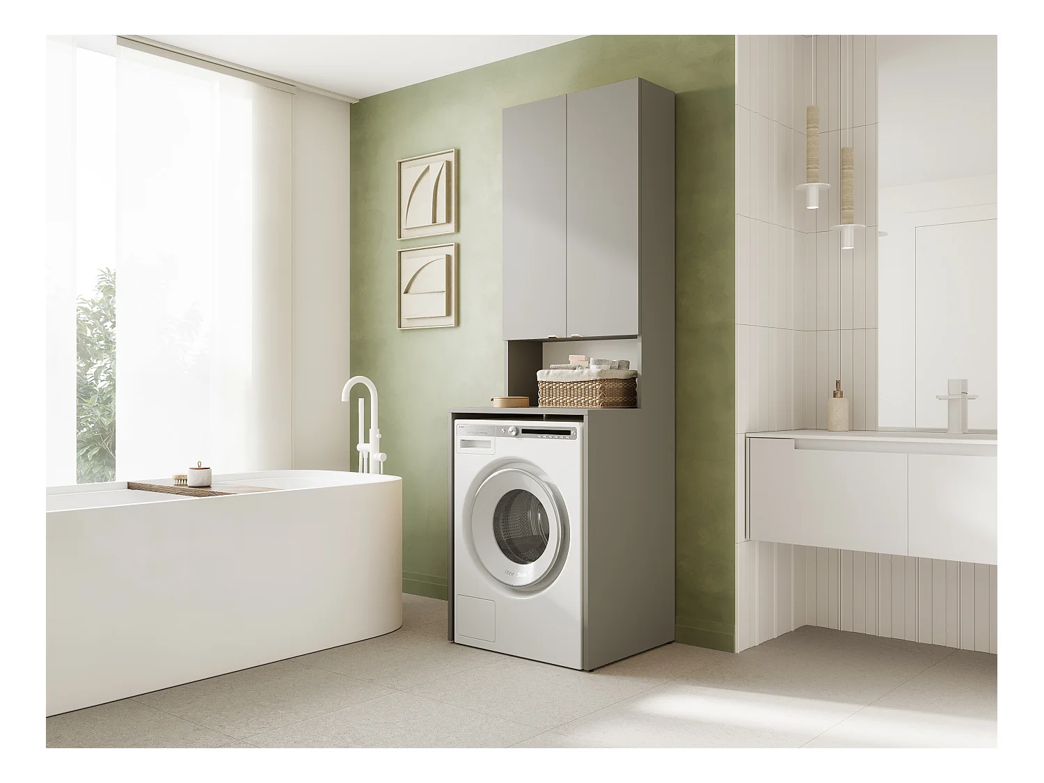 Armoire Haute LORA pour Lave-linge & Sèche-linge - 210x65x56/25 cm