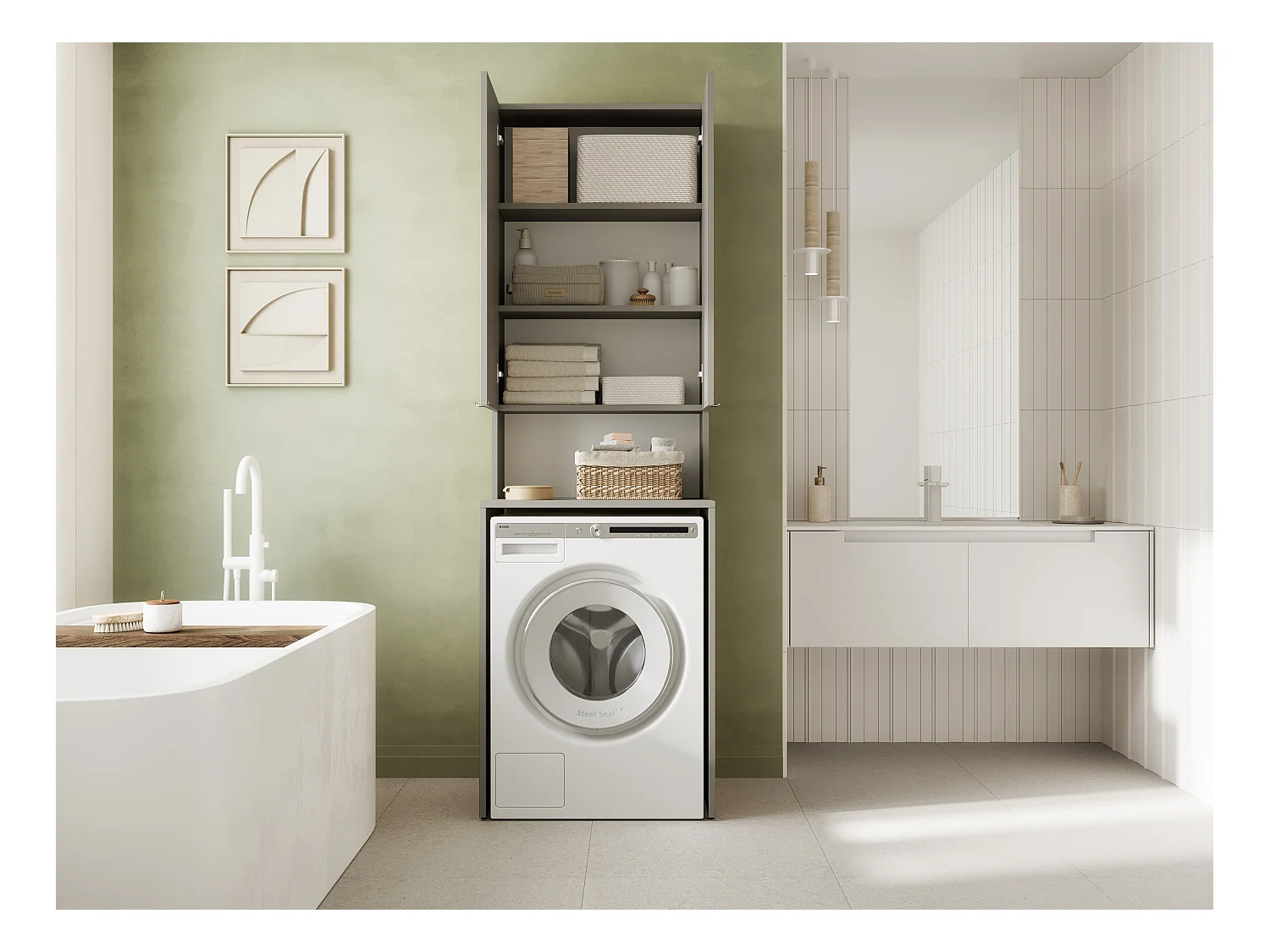 Armoire Haute LORA pour Lave-linge & Sèche-linge - 210x65x56/25 cm