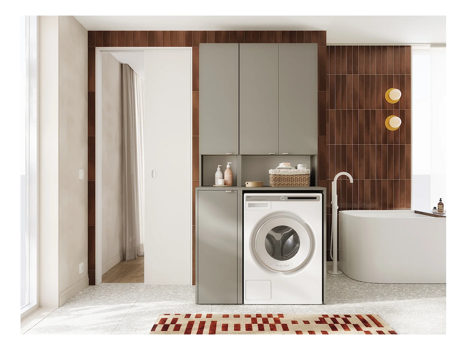 Armoire Haute LORA pour Lave-linge & Sèche-linge - 210x65x56/25 cm